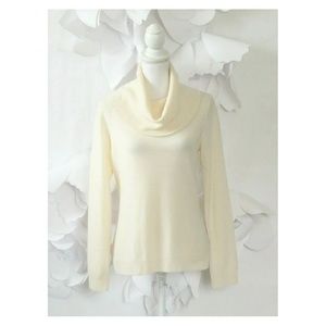 PRIVE Cashmere Cowl Sweater Pullover M Cream
